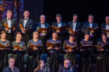 Dnipro, Ukrayna - 24 Kasım 2018: Dnipro Opera ve Bale Tiyatrosu üyeleri tarafından gerçekleştirilen Mozart Requiem.