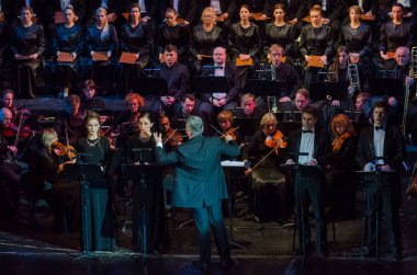Dnipro, Ukrayna - 24 Kasım 2018: Dnipro Opera ve Bale Tiyatrosu üyeleri tarafından gerçekleştirilen Mozart Requiem.