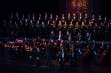 Dnipro, Ukrayna - 24 Kasım 2018: Dnipro Opera ve Bale Tiyatrosu üyeleri tarafından gerçekleştirilen Mozart Requiem.