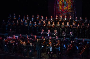 Dnipro, Ukrayna - 24 Kasım 2018: Dnipro Opera ve Bale Tiyatrosu üyeleri tarafından gerçekleştirilen Mozart Requiem.
