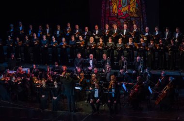 Dnipro, Ukrayna - 24 Kasım 2018: Dnipro Opera ve Bale Tiyatrosu üyeleri tarafından gerçekleştirilen Mozart Requiem.