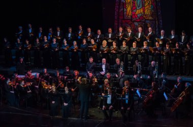 Dnipro, Ukrayna - 24 Kasım 2018: Dnipro Opera ve Bale Tiyatrosu üyeleri tarafından gerçekleştirilen Mozart Requiem.