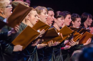 Dnipro, Ukrayna - 24 Kasım 2018: Dnipro Opera ve Bale Tiyatrosu üyeleri tarafından gerçekleştirilen Mozart Requiem.