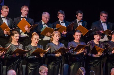 Dnipro, Ukrayna - 24 Kasım 2018: Dnipro Opera ve Bale Tiyatrosu üyeleri tarafından gerçekleştirilen Mozart Requiem.