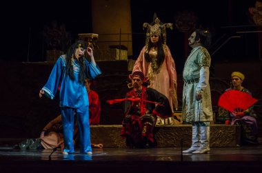 Dnipro, Ukrayna - 22 Aralık 2018: Klasik Giacomo Puccini Dnipro Opera ve Bale Tiyatrosu üyeleri tarafından gerçekleştirilen Turandot Operası.