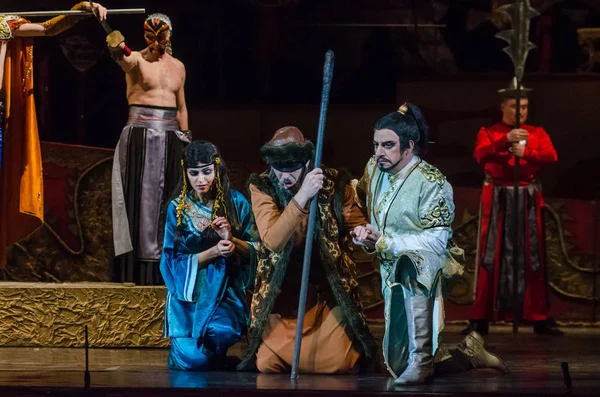 Dnipro Ucrania Diciembre 2018 Ópera Clásica Giacomo Puccini Turandot Interpretada — Foto de Stock