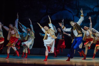 Dnipro, Ukrayna - 7 Ocak 2018: Noel bale Dnipro Opera ve Bale Tiyatrosu üyeleri tarafından gerçekleştirilen önceki gece 