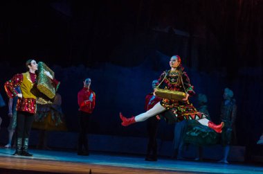 Dnipro, Ukrayna - 7 Ocak 2018: Noel bale Dnipro Opera ve Bale Tiyatrosu üyeleri tarafından gerçekleştirilen önceki gece 