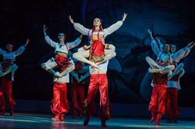 Dnipro, Ukrayna - 7 Ocak 2018: Noel bale Dnipro Opera ve Bale Tiyatrosu üyeleri tarafından gerçekleştirilen önceki gece 