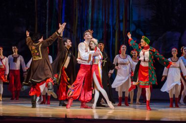 Dnipro, Ukrayna - 7 Ocak 2018: Noel bale Dnipro Opera ve Bale Tiyatrosu üyeleri tarafından gerçekleştirilen önceki gece 