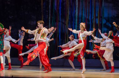 Dnipro, Ukrayna - 7 Ocak 2018: Noel bale Dnipro Opera ve Bale Tiyatrosu üyeleri tarafından gerçekleştirilen önceki gece 