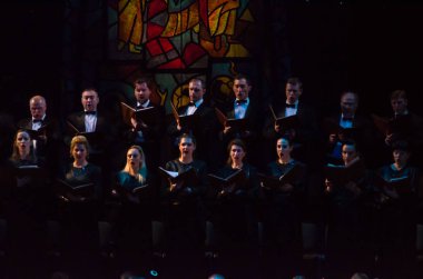 Dnipro, Ukrayna - 20 Şubat 2019: Requiem Dnipro Opera ve bale Tiyatrosu üyeleri tarafından gerçekleştirilen Verdi tarafından.