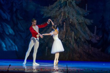 Dnipro, Ukrayna - 15 Şubat 2019: Dnipro Opera ve bale Tiyatrosu üyeleri tarafından gerçekleştirilen Fındıkkıran Balesi.