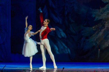 Dnipro, Ukrayna - 15 Şubat 2019: Dnipro Opera ve bale Tiyatrosu üyeleri tarafından gerçekleştirilen Fındıkkıran Balesi.