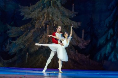 Dnipro, Ukrayna - 15 Şubat 2019: Dnipro Opera ve bale Tiyatrosu üyeleri tarafından gerçekleştirilen Fındıkkıran Balesi.