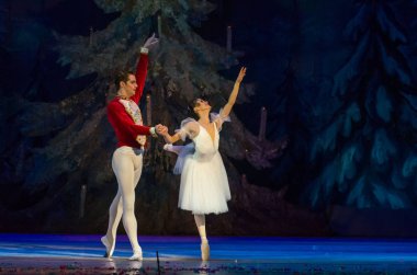 Dnipro, Ukrayna - 15 Şubat 2019: Dnipro Opera ve bale Tiyatrosu üyeleri tarafından gerçekleştirilen Fındıkkıran Balesi.