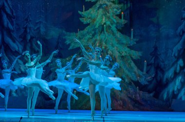 Dnipro, Ukrayna - 15 Şubat 2019: Dnipro Opera ve bale Tiyatrosu üyeleri tarafından gerçekleştirilen Fındıkkıran Balesi.