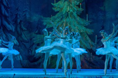 Dnipro, Ukrayna - 15 Şubat 2019: Dnipro Opera ve bale Tiyatrosu üyeleri tarafından gerçekleştirilen Fındıkkıran Balesi.