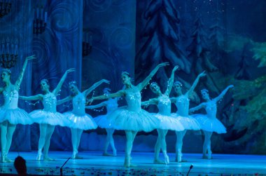Dnipro, Ukrayna - 15 Şubat 2019: Dnipro Opera ve bale Tiyatrosu üyeleri tarafından gerçekleştirilen Fındıkkıran Balesi.
