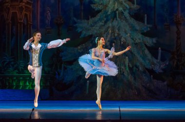 Dnipro, Ukrayna - 15 Şubat 2019: Dnipro Opera ve bale Tiyatrosu üyeleri tarafından gerçekleştirilen Fındıkkıran Balesi.