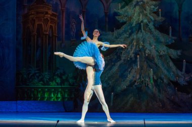 Dnipro, Ukrayna - 15 Şubat 2019: Dnipro Opera ve bale Tiyatrosu üyeleri tarafından gerçekleştirilen Fındıkkıran Balesi.