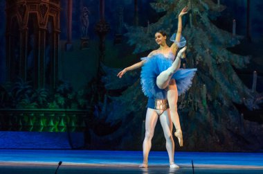 Dnipro, Ukrayna - 15 Şubat 2019: Dnipro Opera ve bale Tiyatrosu üyeleri tarafından gerçekleştirilen Fındıkkıran Balesi.