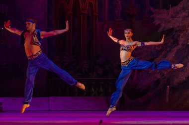 Dnipro, Ukrayna - 15 Şubat 2019: Dnipro Opera ve bale Tiyatrosu üyeleri tarafından gerçekleştirilen Fındıkkıran Balesi.