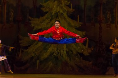 Dnipro, Ukrayna - 15 Şubat 2019: Dnipro Opera ve bale Tiyatrosu üyeleri tarafından gerçekleştirilen Fındıkkıran Balesi.