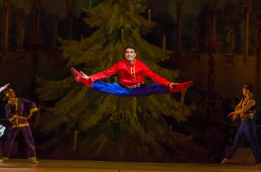 Dnipro, Ukrayna - 15 Şubat 2019: Dnipro Opera ve bale Tiyatrosu üyeleri tarafından gerçekleştirilen Fındıkkıran Balesi.