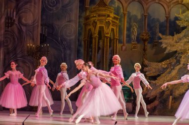 Dnipro, Ukrayna - 15 Şubat 2019: Dnipro Opera ve bale Tiyatrosu üyeleri tarafından gerçekleştirilen Fındıkkıran Balesi.