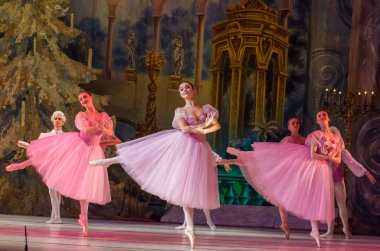 Dnipro, Ukrayna - 15 Şubat 2019: Dnipro Opera ve bale Tiyatrosu üyeleri tarafından gerçekleştirilen Fındıkkıran Balesi.