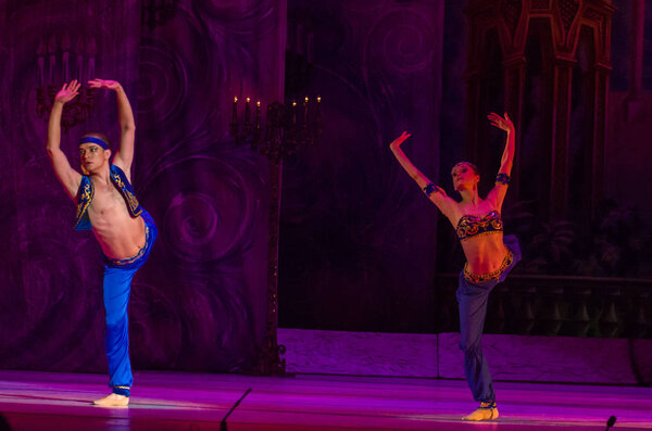 DNIPRO, UKRAINE - FEBRUARY 15, 2019: Nutcracker ballet performed by members of the Dnipro Opera and Ballet Theatre.