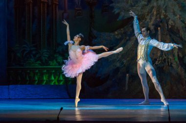 Dnipro, Ukrayna - 15 Şubat 2019: Dnipro Opera ve bale Tiyatrosu üyeleri tarafından gerçekleştirilen Fındıkkıran Balesi.