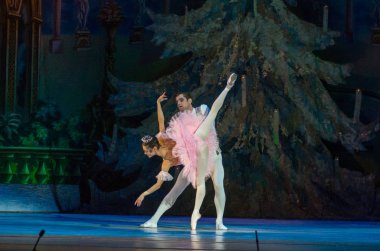 Dnipro, Ukrayna - 15 Şubat 2019: Dnipro Opera ve bale Tiyatrosu üyeleri tarafından gerçekleştirilen Fındıkkıran Balesi.