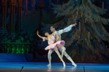 Dnipro, Ukrayna - 15 Şubat 2019: Dnipro Opera ve bale Tiyatrosu üyeleri tarafından gerçekleştirilen Fındıkkıran Balesi.