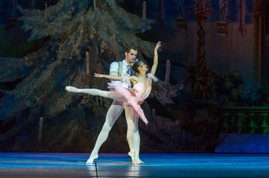 Dnipro, Ukrayna - 15 Şubat 2019: Dnipro Opera ve bale Tiyatrosu üyeleri tarafından gerçekleştirilen Fındıkkıran Balesi.