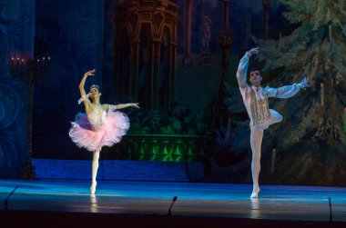 Dnipro, Ukrayna - 15 Şubat 2019: Dnipro Opera ve bale Tiyatrosu üyeleri tarafından gerçekleştirilen Fındıkkıran Balesi.