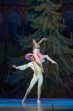 Dnipro, Ukrayna - 15 Şubat 2019: Dnipro Opera ve bale Tiyatrosu üyeleri tarafından gerçekleştirilen Fındıkkıran Balesi.