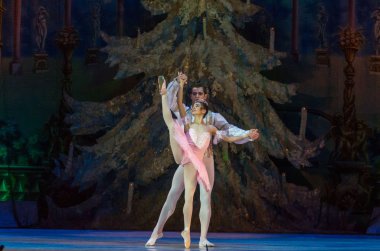 Dnipro, Ukrayna - 15 Şubat 2019: Dnipro Opera ve bale Tiyatrosu üyeleri tarafından gerçekleştirilen Fındıkkıran Balesi.