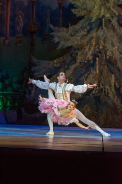 Dnipro, Ukrayna - 15 Şubat 2019: Dnipro Opera ve bale Tiyatrosu üyeleri tarafından gerçekleştirilen Fındıkkıran Balesi.