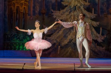 Dnipro, Ukrayna - 15 Şubat 2019: Dnipro Opera ve bale Tiyatrosu üyeleri tarafından gerçekleştirilen Fındıkkıran Balesi.