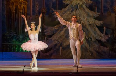 Dnipro, Ukrayna - 15 Şubat 2019: Dnipro Opera ve bale Tiyatrosu üyeleri tarafından gerçekleştirilen Fındıkkıran Balesi.