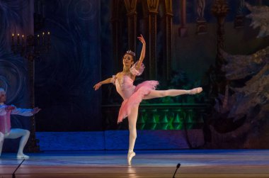 Dnipro, Ukrayna - 15 Şubat 2019: Dnipro Opera ve bale Tiyatrosu üyeleri tarafından gerçekleştirilen Fındıkkıran Balesi.