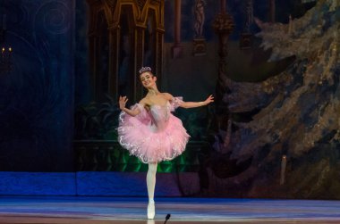 Dnipro, Ukrayna - 15 Şubat 2019: Dnipro Opera ve bale Tiyatrosu üyeleri tarafından gerçekleştirilen Fındıkkıran Balesi.