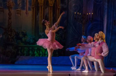 Dnipro, Ukrayna - 15 Şubat 2019: Dnipro Opera ve bale Tiyatrosu üyeleri tarafından gerçekleştirilen Fındıkkıran Balesi.