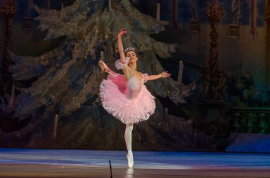 Dnipro, Ukrayna - 15 Şubat 2019: Dnipro Opera ve bale Tiyatrosu üyeleri tarafından gerçekleştirilen Fındıkkıran Balesi.