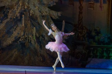 Dnipro, Ukrayna - 15 Şubat 2019: Dnipro Opera ve bale Tiyatrosu üyeleri tarafından gerçekleştirilen Fındıkkıran Balesi.
