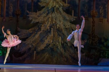 Dnipro, Ukrayna - 15 Şubat 2019: Dnipro Opera ve bale Tiyatrosu üyeleri tarafından gerçekleştirilen Fındıkkıran Balesi.