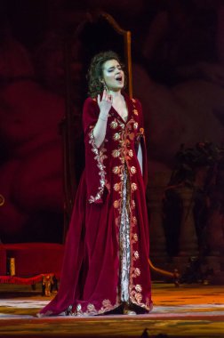 Dnipro, Ukrayna - 23 Şubat 2019: Giuseppe Verdi Dnipro Opera ve bale Tiyatrosu üyeleri tarafından gerçekleştirilen Traviata tarafından klasik Opera.