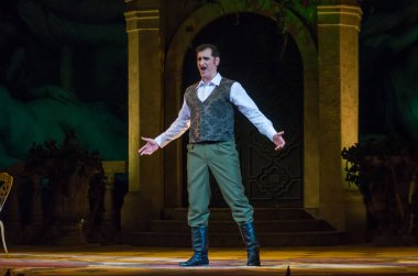 Dnipro, Ukrayna - 23 Şubat 2019: Giuseppe Verdi Dnipro Opera ve bale Tiyatrosu üyeleri tarafından gerçekleştirilen Traviata tarafından klasik Opera.